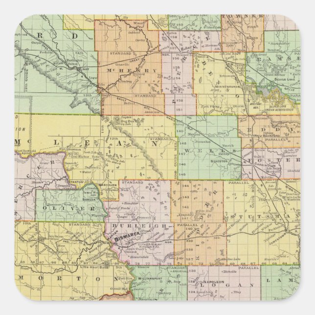 Pegatina Cuadrada Dakota del Norte (Anverso)