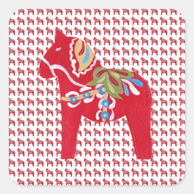 Pegatina Cuadrada Dala Horse (Anverso)