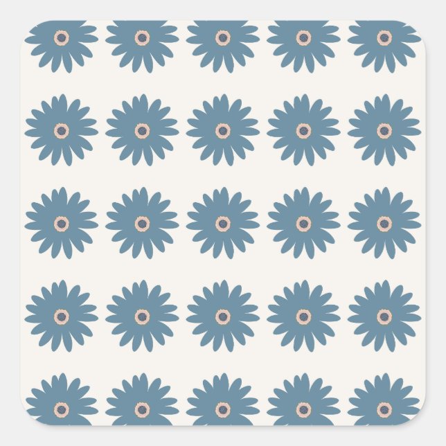 Pegatina Cuadrada Dalia Azul y Crema (Anverso)