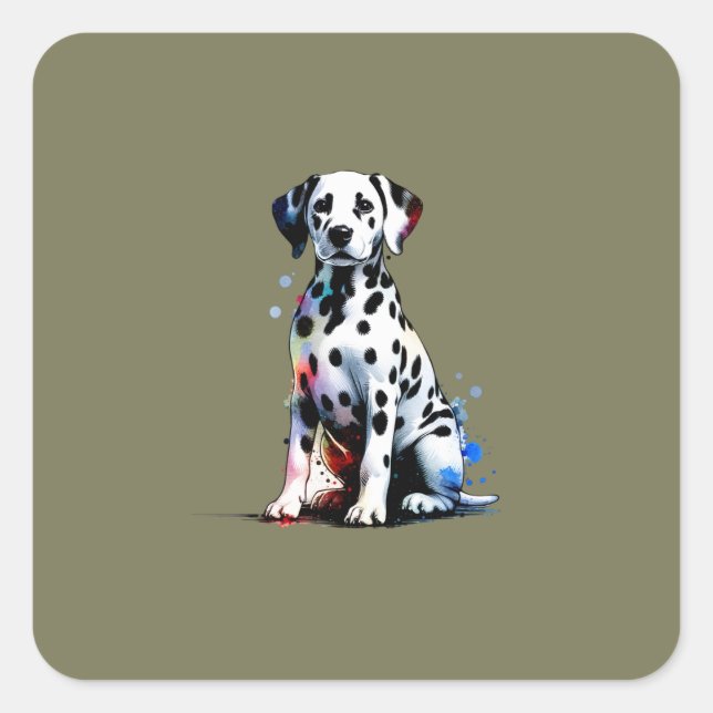 Pegatina Cuadrada Dalmatian Dog (Anverso)