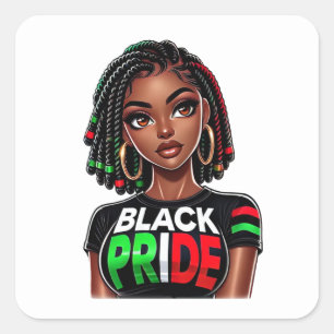 Pegatina Cuadrada Dama del Orgullo Negro