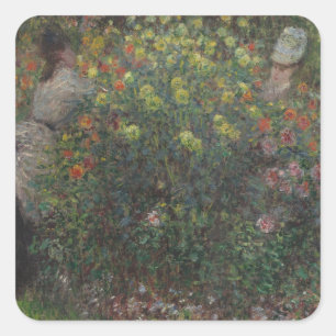 Pegatina Cuadrada Damas de flores Monet 1875