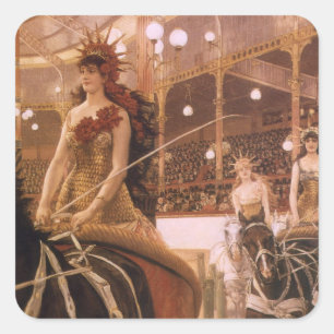 Pegatina Cuadrada Damas de los Coches (también conocido como Circo) 