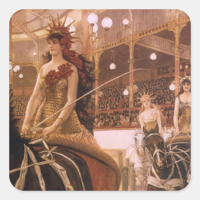 Pegatina Cuadrada Damas de los Coches (también conocido como Circo)  (Anverso)