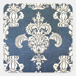 Pegatina Cuadrada damasco azul