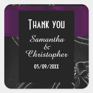 Pegatina Cuadrada damasco gótico negro gracias