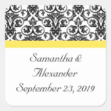 Damasco negro/blanco con amarillo vibrante