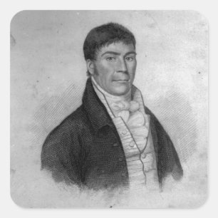 Pegatina Cuadrada Dan Donnelly, grabado por Percy Roberts