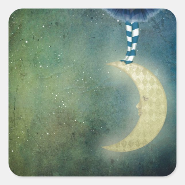 Pegatina Cuadrada dancer on the moon (Anverso)