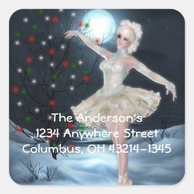 Pegatina Cuadrada Dancing Ballerina Navidades Dirección Fantasía (Anverso)
