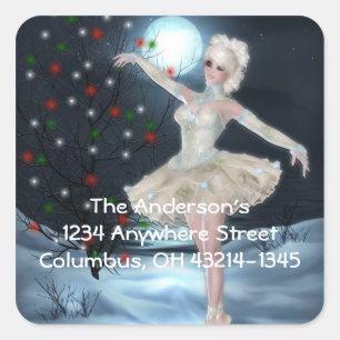 Pegatina Cuadrada Dancing Ballerina Navidades Dirección Fantasía