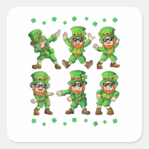 Pegatina Cuadrada Dancing Leprechauns St Patrick's Day