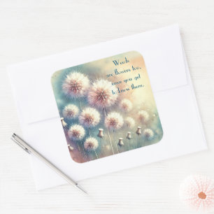 Pegatina Cuadrada Dandelion Blowball & Cita