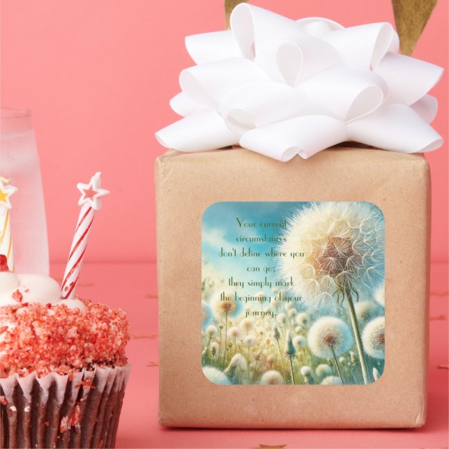 Pegatina Cuadrada Dandelion Blowball y Cita #2 (Fiesta)