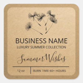 Pegatina Cuadrada Dandelion Seed Kraft Papel de soja