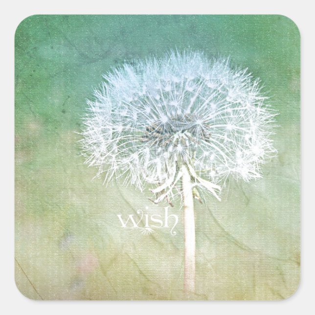Pegatina Cuadrada Dandelion Wish Dreamy Design (Anverso)