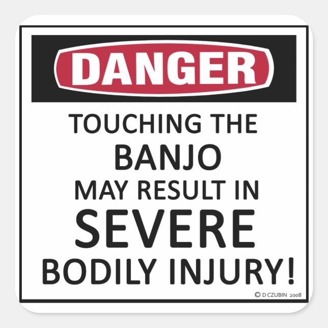 Pegatina Cuadrada Danger Banjo (Anverso)