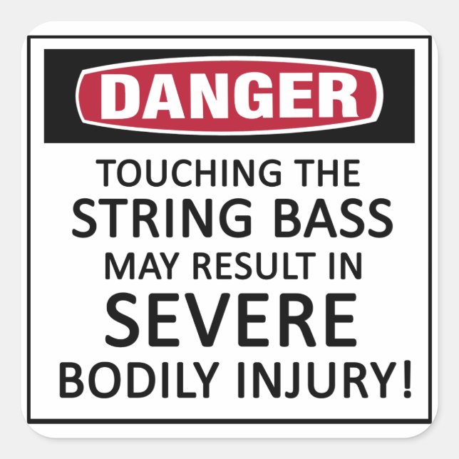 Pegatina Cuadrada Danger String Bass (Anverso)