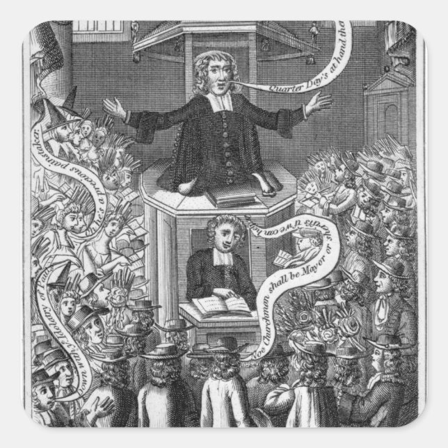 Pegatina Cuadrada Daniel Burgess, ilustracion de 'Retratos' (Anverso)