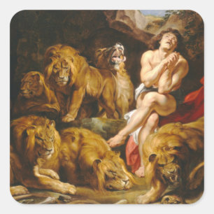 Pegatina Cuadrada Daniel In The Lions Den De Peter Paul Rubens