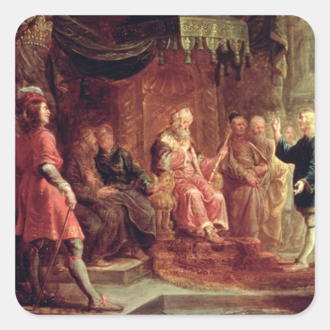 Pegatina Cuadrada Daniel interpreta el primer sueño de Nabucodonosor (Anverso)