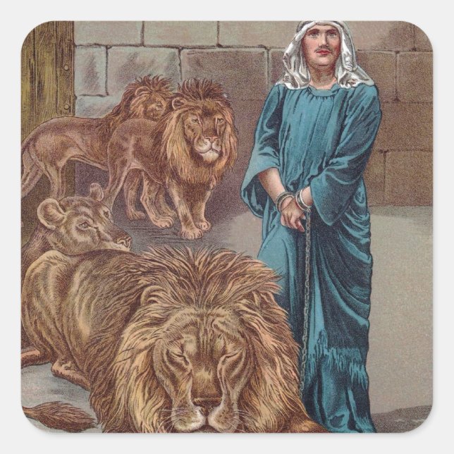 Pegatina Cuadrada Daniel Lions Den (Anverso)