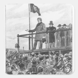 Pegatina Cuadrada Daniel O'Connel en la reunión en el ajuste