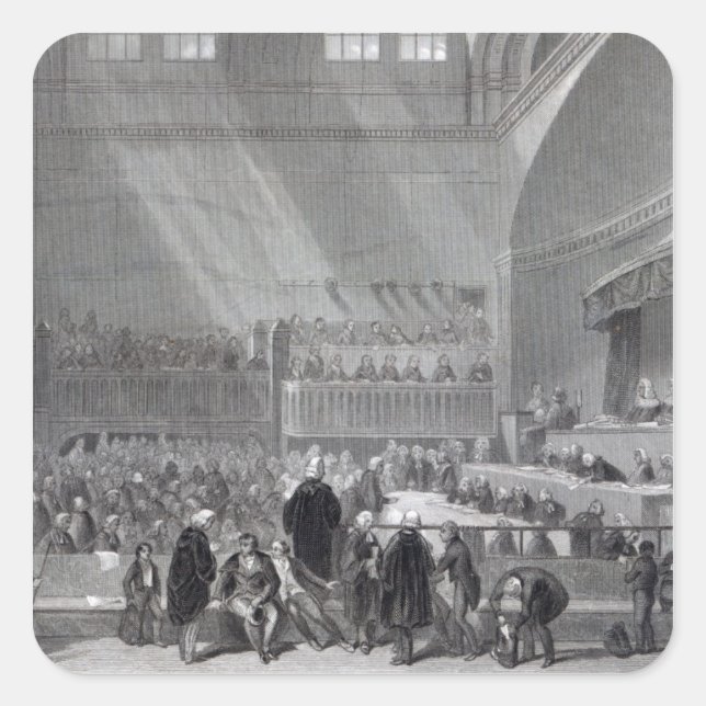 Pegatina Cuadrada Daniel O'Connell en juicio en 1844 (Anverso)