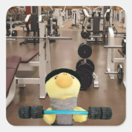 Pegatina Cuadrada Danny Duck en el gimnasio