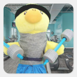 Pegatina Cuadrada Danny Duck en el gimnasio Sticker