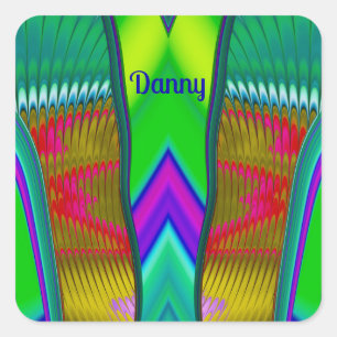 Pegatina Cuadrada DANNY ~ Multicolorizado 3D ~