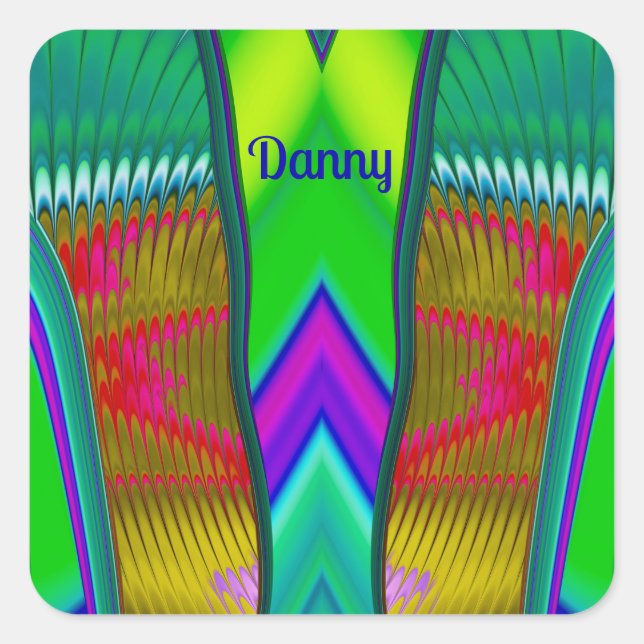 Pegatina Cuadrada DANNY ~ Multicolorizado 3D ~ (Anverso)