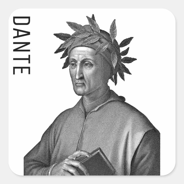Pegatina Cuadrada Dante Alighieri (Anverso)