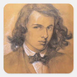Pegatina Cuadrada Dante Gabriel Rossetti- Autorretrato