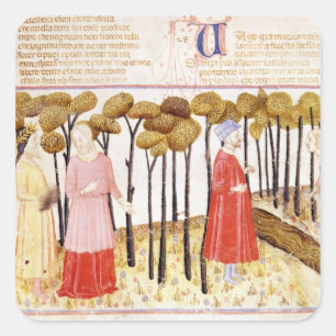 Pegatina Cuadrada Dante y Virgil en la cumbre del purgatorio