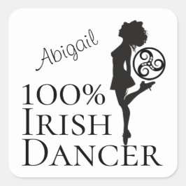 Pegatina Cuadrada Danza de zapatos duros de bailarina 100% irlandesa