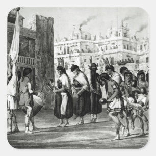 Pegatina Cuadrada Danza del búfalo en Pueblo de Zuni