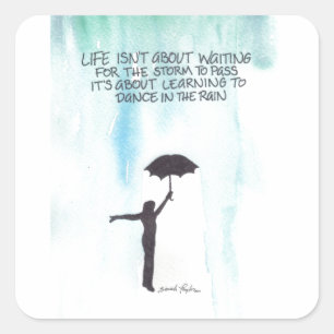 Pegatina Cuadrada Danza en la lluvia