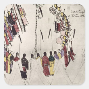 Pegatina Cuadrada Danza escalofriante o baile de victoria (tinta sob