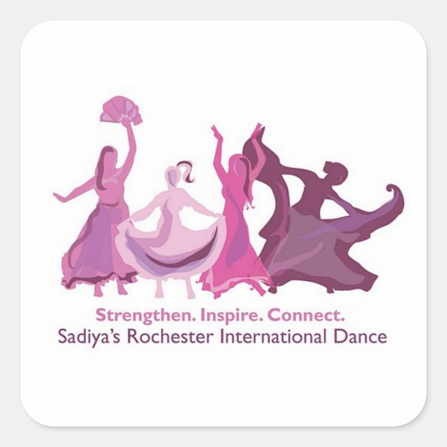 Pegatina Cuadrada Danza internacional de Rochester en Square Sadiya (Anverso)