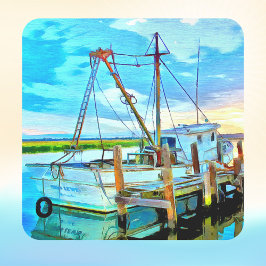 Pegatina Cuadrada Darien Shrimp Bote Fleet