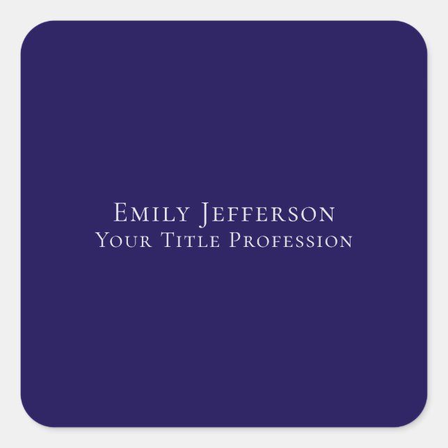 Pegatina Cuadrada Dark Blue Plain Elegant Professional Modern (Anverso)