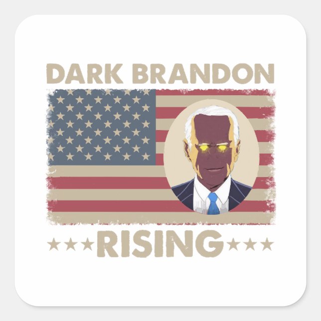 Pegatina Cuadrada Dark Brandon Funny Joe Biden Meme (Anverso)