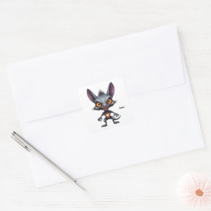 Pegatina Cuadrada Dark Chupacabra Art Halloween Fantasy Creature
