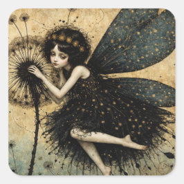 Pegatina Cuadrada Dark Dandelion Fairy