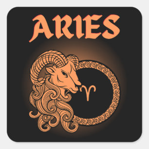 Pegatina Cuadrada Dark Zodiac - Aries Arte de Astrología Medieval