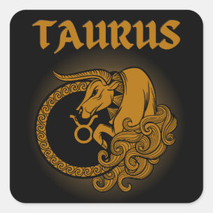 Pegatina Cuadrada Dark Zodiac - Tauro   Arte de Astrología Medieval