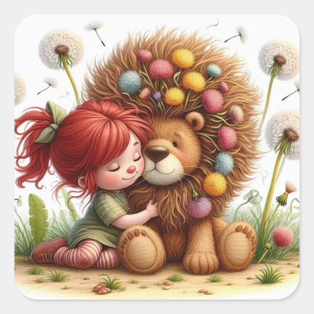 Pegatina Cuadrada Darling Dandelion (Anverso)