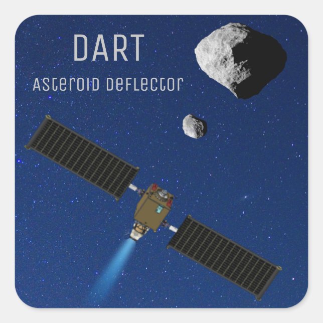 Pegatina Cuadrada DART Asteroide Deflectando la nave espacial (Anverso)
