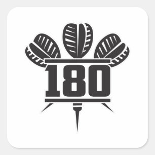 Pegatina Cuadrada Darts 180 Dart Dartboard Bullseye Arrow Idea